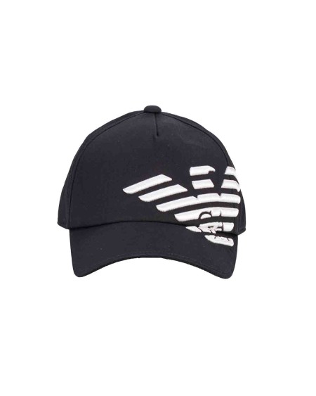 Shop EMPORIO ARMANI  Cappello: Emporio Armani cappello baseball beachwear con ricamo aquila a rilievo.
Colore: nero.
Cotone.
Ricamo logo.
Visiera rigida.
Composizione: 100% cotone.
Made in China.. 627470 4R583-0020